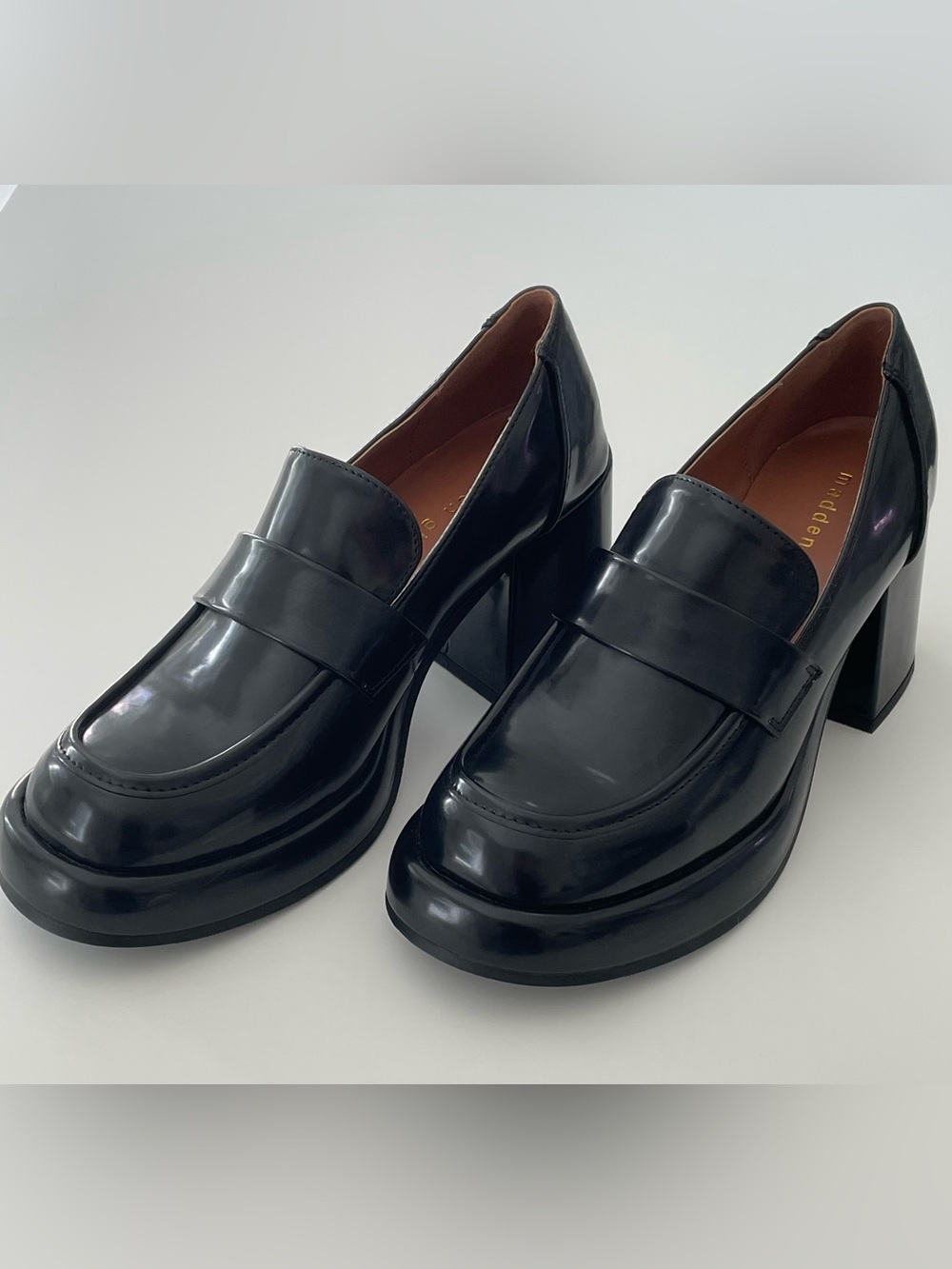 Madden Girl 8.5 Black Patent Leather Platform Loafers